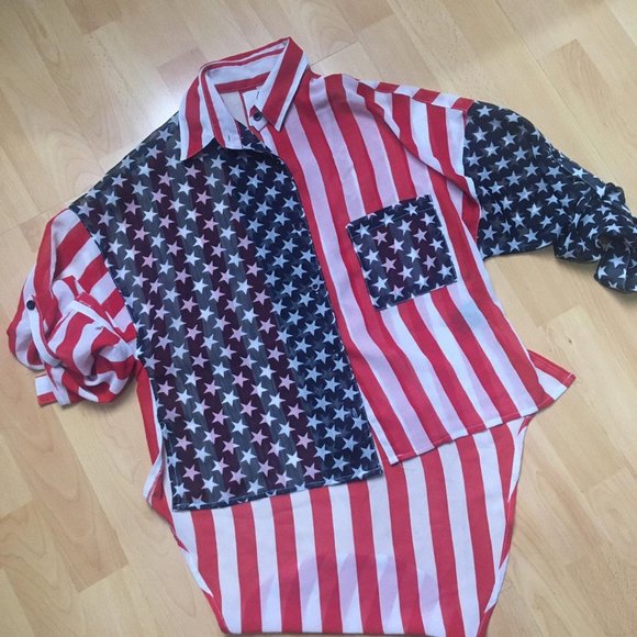 UNIF America Sheer Asymmetrical Shirt Small - Picture 2 of 3